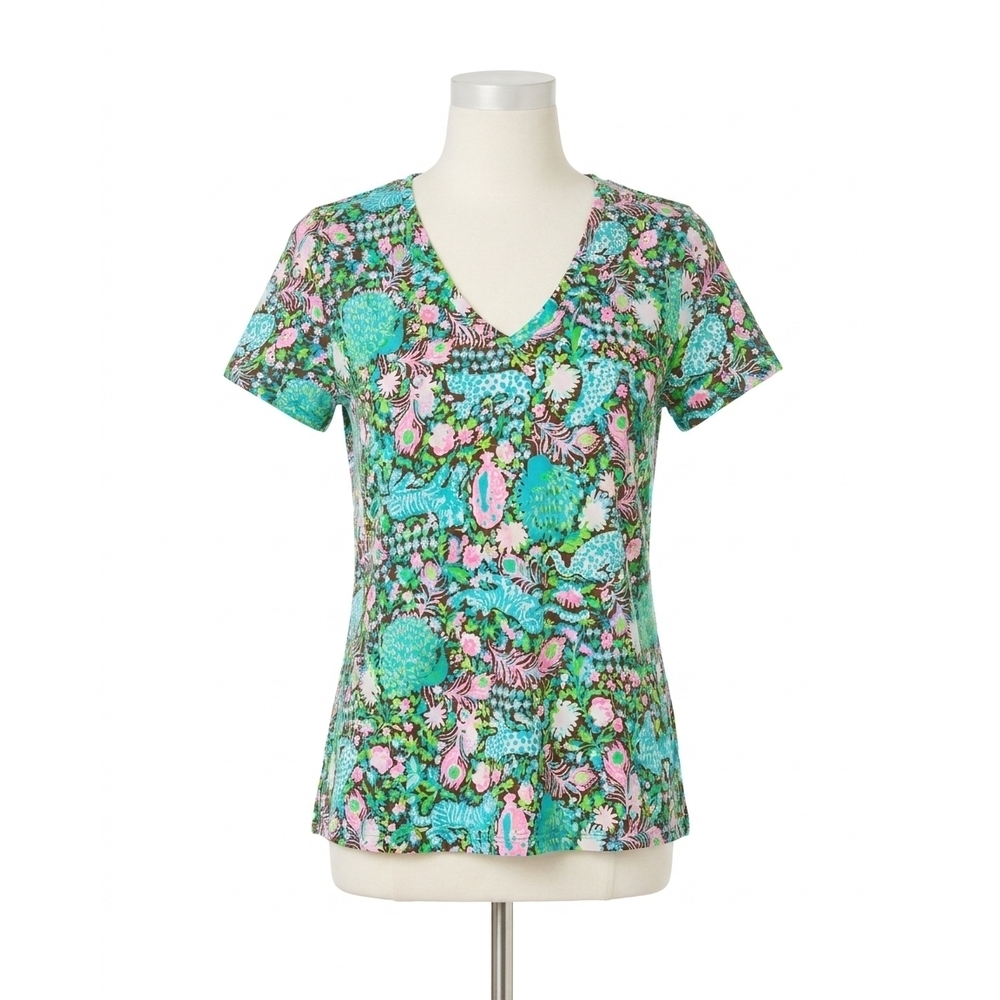 NEW LILLY PULITZER maryetta top in multi royal zoo